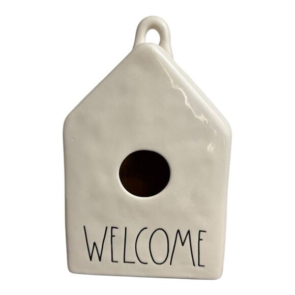 Rae Dunn Artisan Collection by Magenta Ceramic "Welcome"  Birdhouse 9”x5” - Picture 1 of 5